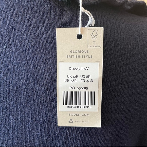 Boden Ruffle Frill Detail Short Sleeve Navy Knit Dress Size 8R - Picture 13 of 13